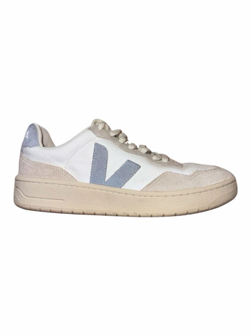 VEJA V-90 Leather Suede White Light Grey Natural Sneakers Women’s 10 EU 41